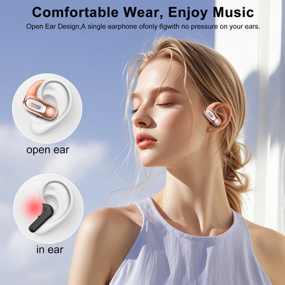 Geryst Open Ear Headphones, Open Ear Earbuds with Comfortable Earhook, 58H HiFi Stereo Bone Conduction Earbuds with Mic, Noise Cancelling,Bluetooth 5.4 Earphones, IP7 Waterproof Wireless Earbuds for Workout