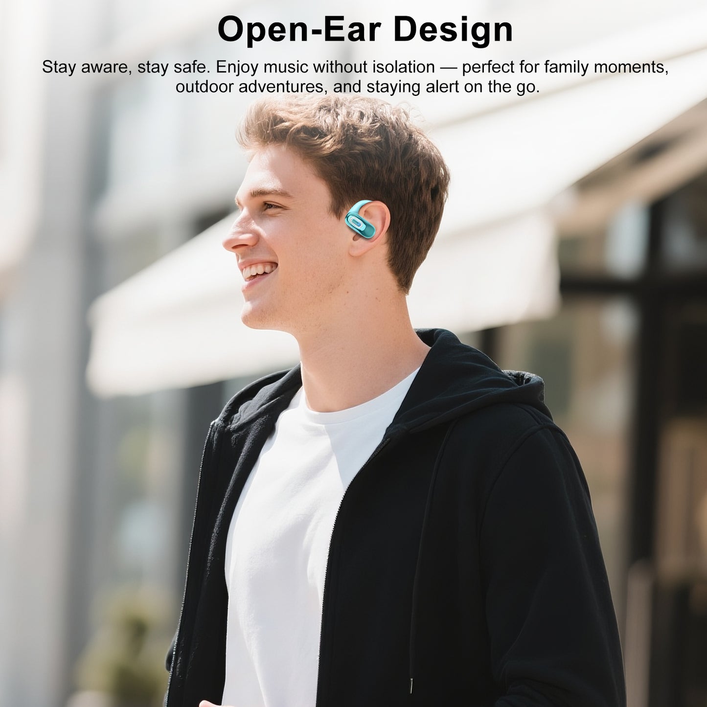Geryst Open Ear Headphones, Open Ear Earbuds with Comfortable Earhook, 58H HiFi Stereo Bone Conduction Earbuds with Mic, Noise Cancelling,Bluetooth 5.4 Earphones, IP7 Waterproof Wireless Earbuds for Workout