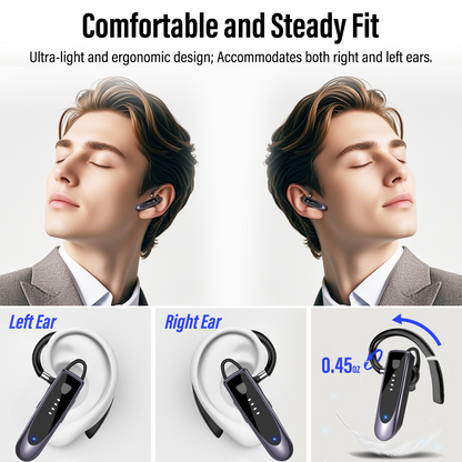 Bluetooth Headset V5.4, Single-Ear Wireless Earpiece with ENC Noise Canceling Mic, 20Hrs Call Time Handsfree Wireless Earbuds, 180 Hrs Standby Time Headphones for iOS Android /Office/Drivin