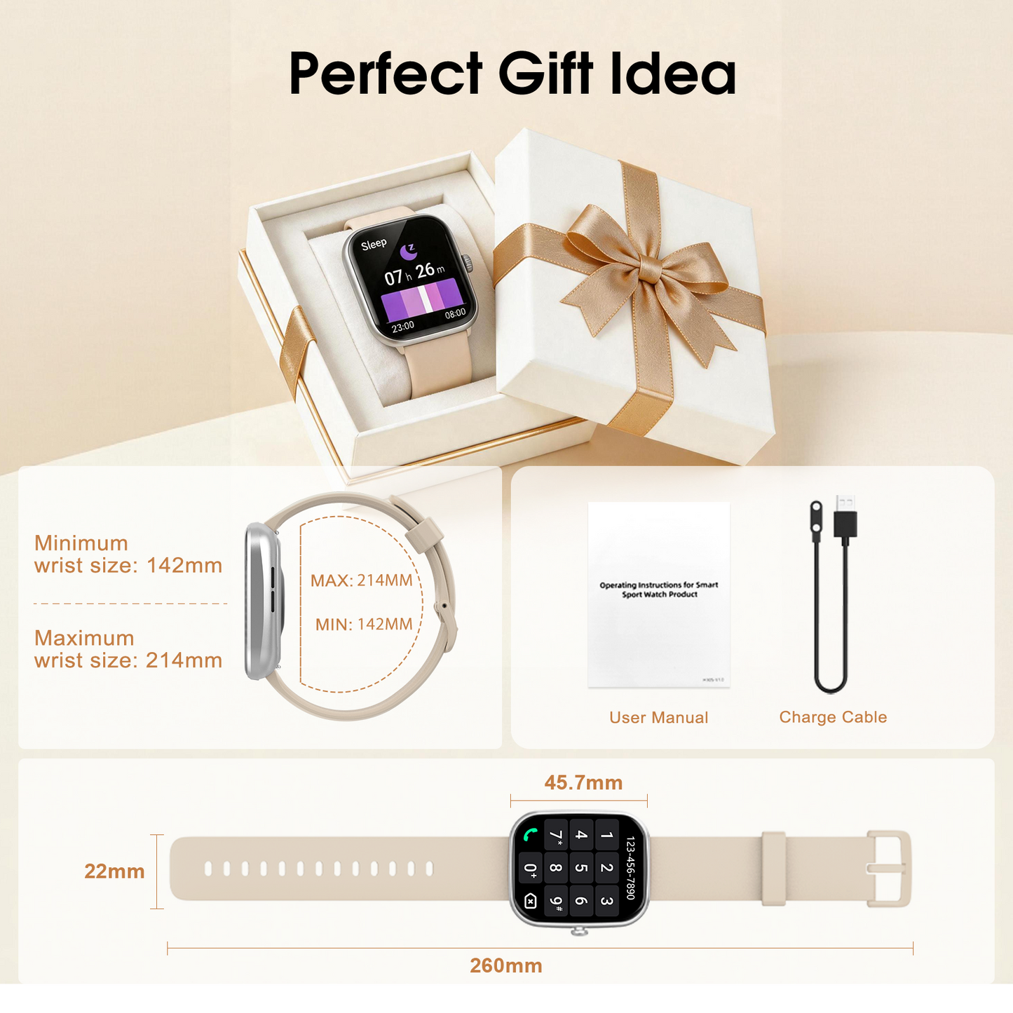 Smart Watch for Men Women, 1.91" HD Smartwatch Fits for Android and iPhone, Fitness Tracker with Bluetooth Answer/Make Calls/120+Sports Modes/IP68 Waterproof/Sleep/Pedometer, Perfect Gift