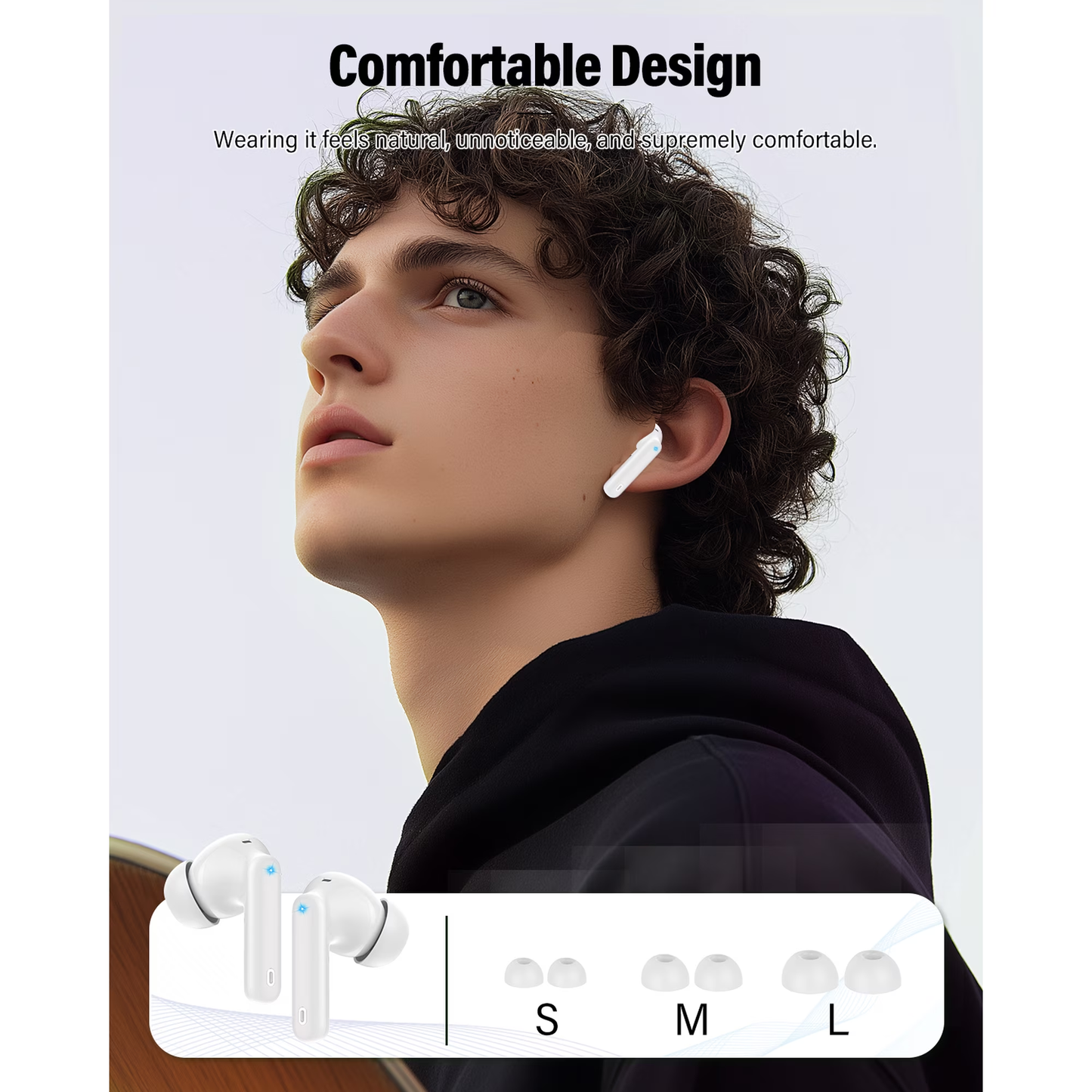 Btootos Wireless Earbuds, Bluetooth 5.4 Headphones Bass Stereo, Ear Buds with Noise Cancelling Mic, LED Display in Ear Earphones Clear Calls, IP7 Waterproof Bluetooth Earbuds for Phones/Sports/Laptop, White