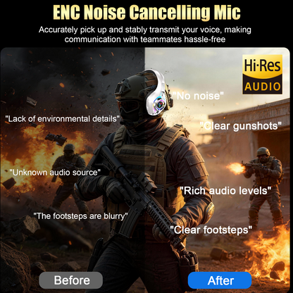 Geryst 2.4GHz Wireless Gaming Headset for PS4/PS5/Switch/PC, Bluetooth Over Ear Headphones with ENC Noise Cancelling Mic,7.1 Stereo Surround Sound, 40mm Drivers, RGB Light, 45H Battery Gaming Headphone