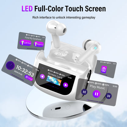 Btootos Touch Screen Wireless Earbuds, Bluetooth 5.4 Ear Buds with Multifunctional with ENC Noise Cancelling MicClear Calls Earphones, 48H Bass Stereo Headphones, IP7 Waterproof Headphones for Workout