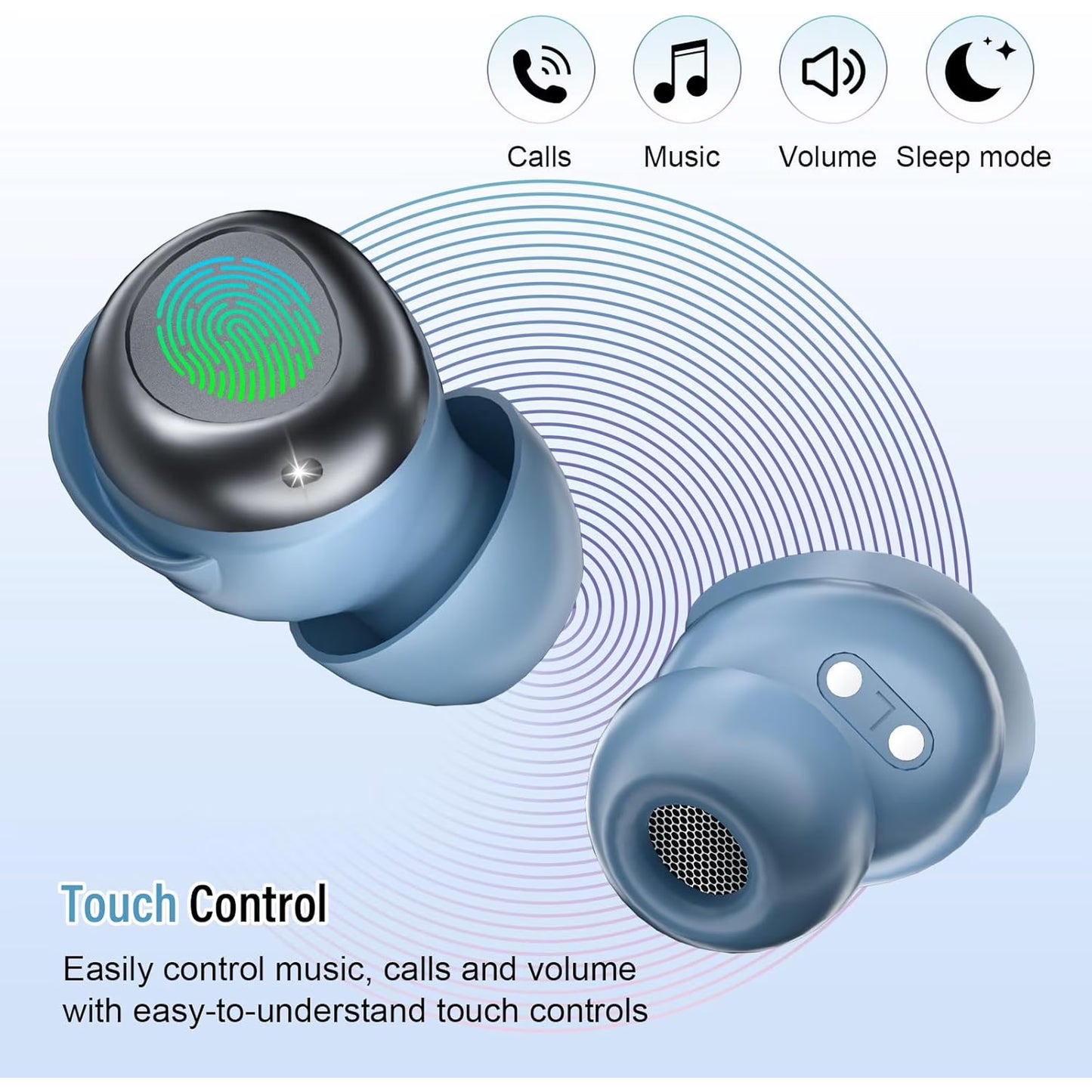 Btootos Sleep Earbuds, Noise Cancelling Wireless Ear buds for Side Sleepers, Bluetooth 5.4 in Ear Light-Weight Mini Headphones, 47H Playtime Clear Calls Earphones for Sleeping, Exercising, Working, Hiking