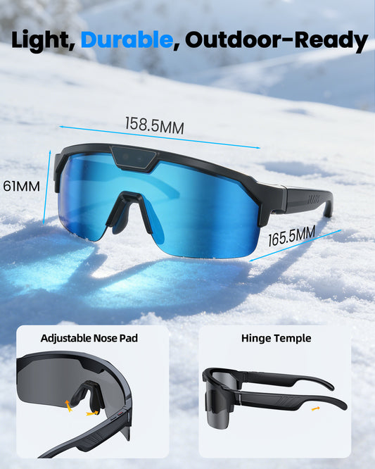 Geryst AI Smart Glasses with Camera, Sport AI Camera Glasses with EIS+Gyro Stabilization, Polarized Lenses for Cycling, Dual-Mic Noise Cancelling, IP66 Weatherproof, AI Glasses with Chat GPT