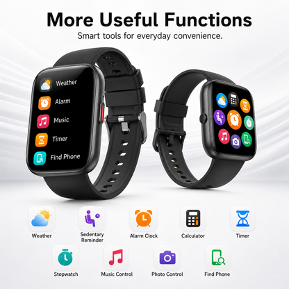 Btootos Smart Watch for Men Women, 1.85-inch HD Fitness Tracker with Bluetooth Calls, Sleep Tracking, 110+ Sports Modes, IP68 Waterproof, Android and iPhone