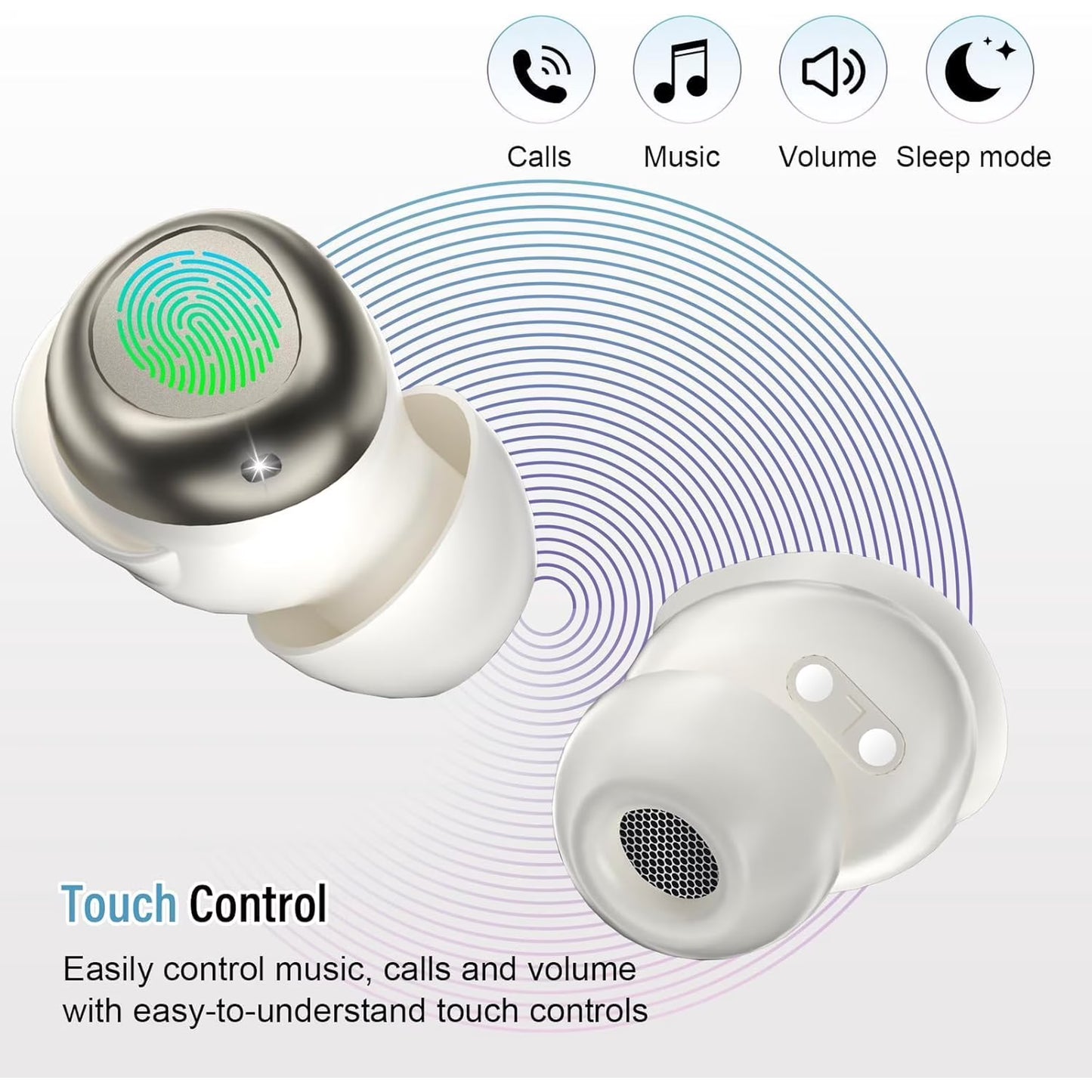 Btootos Sleep Earbuds, Noise Cancelling Wireless Ear buds for Side Sleepers, Bluetooth 5.4 in Ear Light-Weight Mini Headphones, 47H Playtime Clear Calls Earphones for Sleeping, Exercising, Working, Hiking