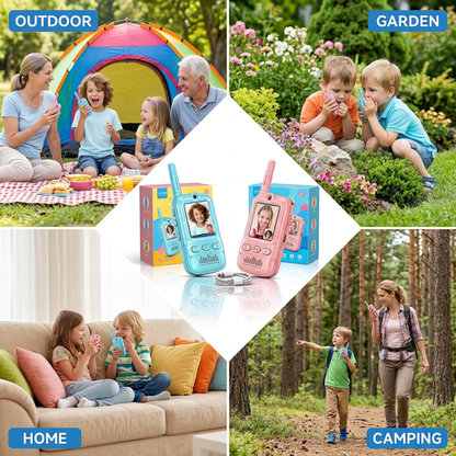 TGGPL Walkie Talkies for Kids Pack of 2, Rechargeable Long Range Two Way Radios Toys for Boys Girls Age 3-5, Outdoor Adventure Camping Hiking, Birthday with Pink Blue Design