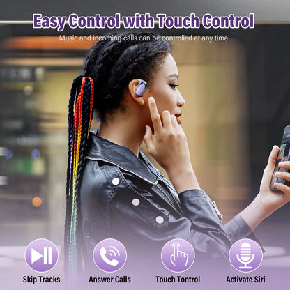 Open Ear Earbuds, Bluetooth 5.4 Headphones, HD Stereo Bass Wireless Earphones with Earhooks, 58Hrs Playtime, IP7 Waterproof for Fitness, Cycling, Sports