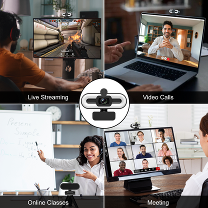 Geryst 2K HD Webcam with Autofocus, 3-Level Ring Light, 0.01Lux Low-Light Vision, 108° Wide-Angle USB Web Camera, Dual Noise-Canceling Mics, Privacy Cover & Tripod for PC Laptop, Streaming, Meetings, Black