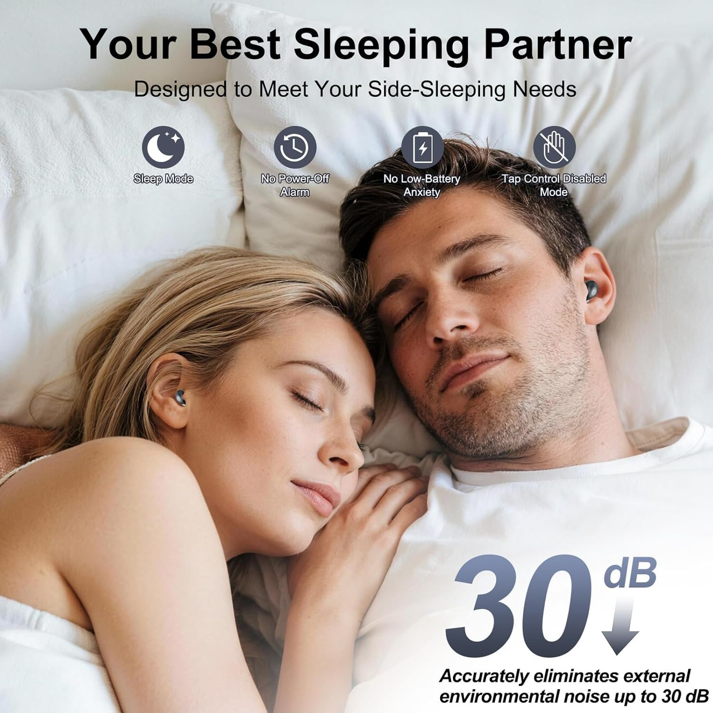 AI Sleep Earbuds Bluetooth 6.0 in Ear, Mini Sleep Headphones with Sleep Monitor and APP, Small Earplugs for Side Sleepers, 48H Playtime Sleep Earphones with Sleep Mode, Personal Alarm, Black