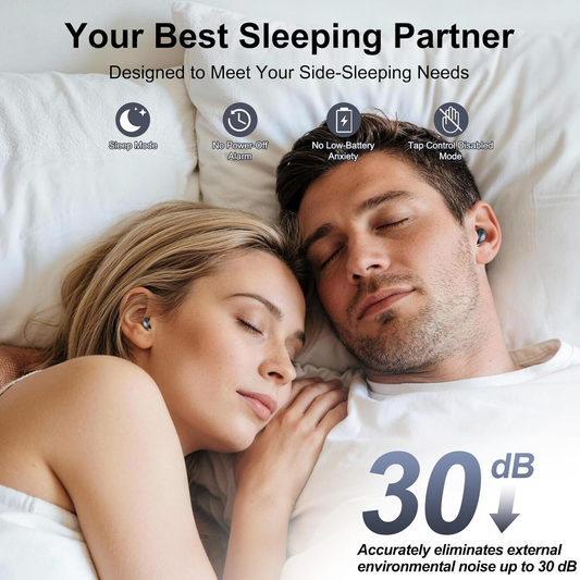 AI Sleep Earbuds Bluetooth 6.0 in Ear, Mini Sleep Headphones with Sleep Monitor and APP, Small Earplugs for Side Sleepers, 48H Playtime Sleep Earphones with Sleep Mode, Personal Alarm, Black