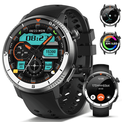 Btootos GPS Smart Watch(Answer/Make Call), Smartwatch for Men Women, 1.43"HD AMOLED Display, Fitness watch with 170+ Sport Modes, IP68 Waterproof/Pedometer, Activity Tracker for Android iOS