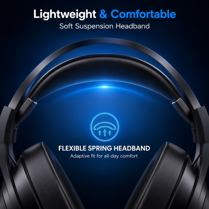 Geryst 2.4GHz Wireless Gaming Headset for PS5/PS4/Switch/PC, Bluetooth Over Ear Gaming Headphones with USB-C Wired Mode, 20ms Low Latency, 50mm Drivers, Noise Cancelling Mic, 40H Battery, Blue LED Lights