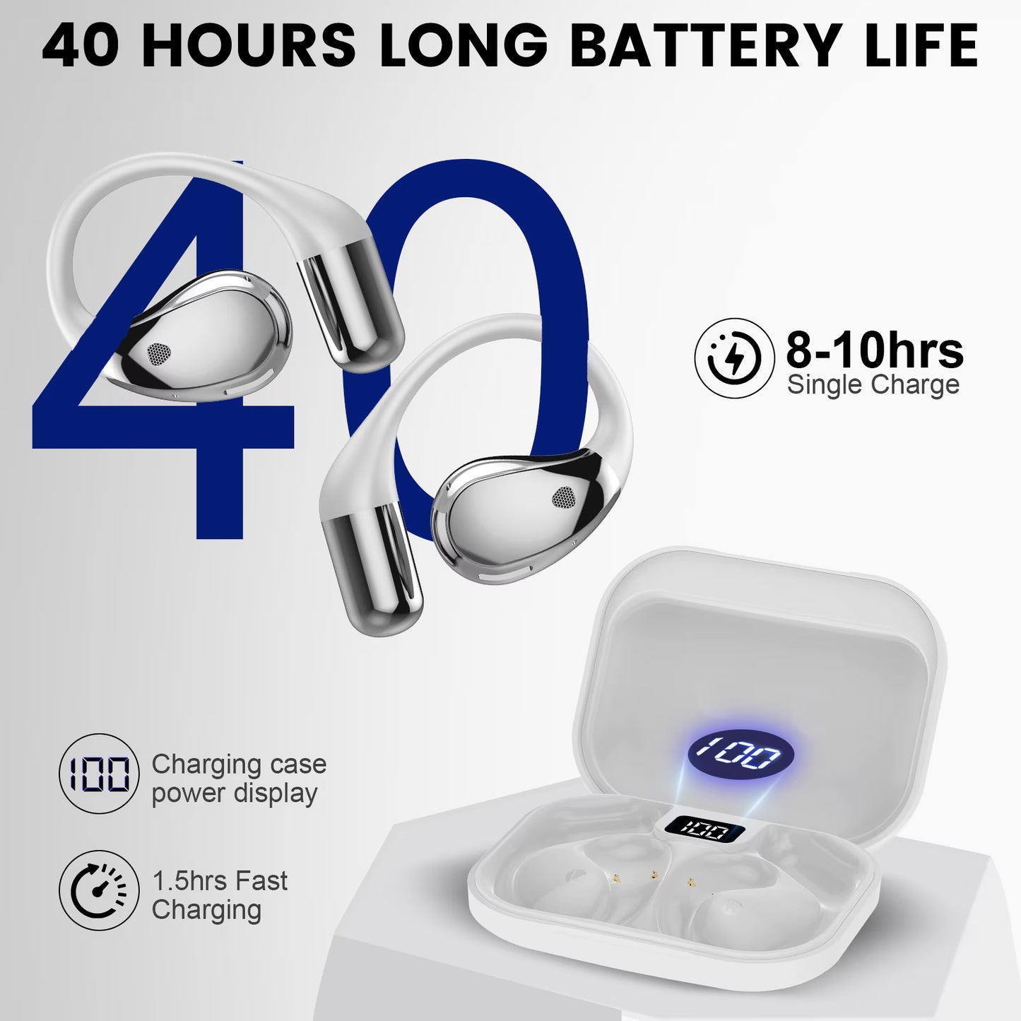 Btootos Open Ear Earbuds, Non-In-Ear Comfortable Earhook Wireless Earbuds with Bluetooth 6.0 and ENC Clear Calls, 48H Playtime, Bluetooth Headphones for Sport, Travel & Daily Wear, Waterproof Earphones