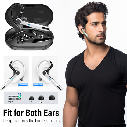 BTOOTOS Bluetooth Headset, Single-Ear Bluetooth Earpiece with ENC Mic with HiFi Stereo Sound, 72 Hours Talking Time Wireless Headset V5.3 with 400mAh Charging Case for iOS Android Cell Phones, White