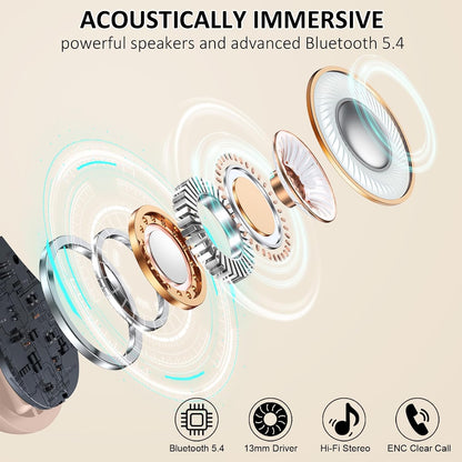 Wireless Earbuds, Bluetooth 5.4 Sports Headphones, 50H Playback Over Ear Earbuds with ENC Noise Cancelling Mic, Deep Bass Fitness Earphones Gym Running Workout with Earhooks, IP7 Waterproof Headset