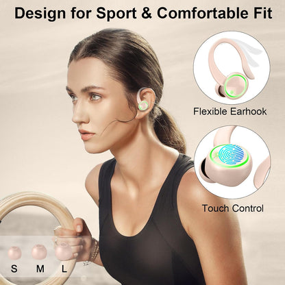 Wireless Earbuds, Bluetooth 5.4 Sports Headphones, 50H Playback Over Ear Earbuds with ENC Noise Cancelling Mic, Deep Bass Fitness Earphones Gym Running Workout with Earhooks, IP7 Waterproof Headset