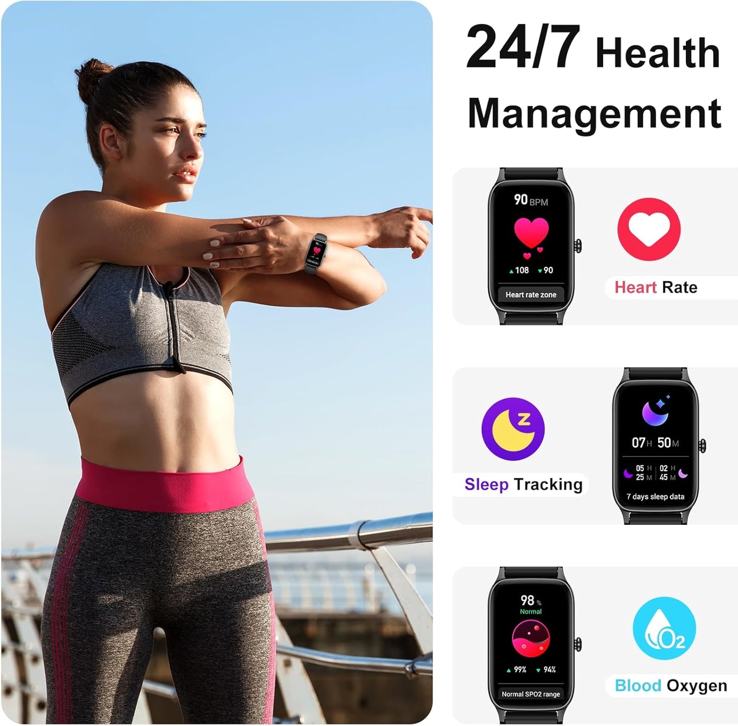 Smart Watch for Men Women, 1.57" Fitness Activity Tracker with 113+ Sport Modes, IP68 Waterproof Smartwatch(Answer/Make Call/Message Reminder) for Android and iPhone, Perfect Gift for Holidays