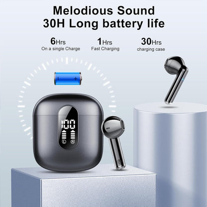 Wireless Headphones, Bluetooth 5.3 Wireless Earbuds with Dual LED Display Touch Control, HD Mic HiFi Stereo Sound Mini Ear Buds  with 30H Playtime, IPX7 Waterproof Bluetooth Earphones for IOS/Android