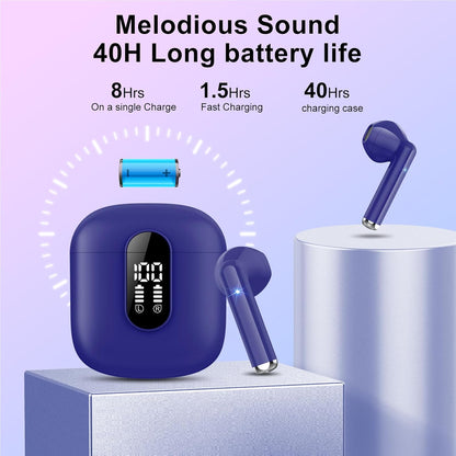 Wireless Headphones, Bluetooth 5.3 Wireless Earbuds with Dual LED Display Touch Control, HD Mic HiFi Stereo Sound Mini Ear Buds  with 30H Playtime, IPX7 Waterproof Bluetooth Earphones for IOS/Android