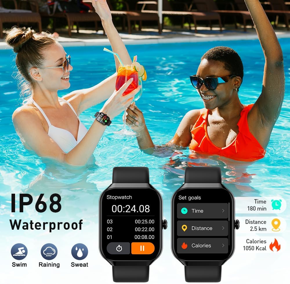 Smart Watch for Android and iPhone, 1.96" Fitness Activity Tracker with 110+ Sport Modes, IP68 Waterproof Smartwatch(Answer/Make Call/Message Reminder) for Men Women, Perfect Gift for Holidays