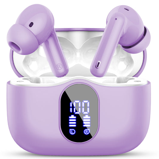 Aptkdoe Wireless Earbuds, Bluetooth 5.4 Headphones Bass Stereo, Ear Buds with Noise Cancelling Mic LED Display, 36H Playtime in Ear Earphones, IP7 Waterproof Sport Headset for Android iOS