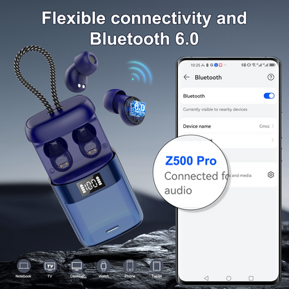 Geryst AI Sleep Earbuds Bluetooth 6.0 in Ear, Mini Sleep Headphones with Sleep Monitor and APP, Small Earplugs for Side Sleepers, 48H Playtime Sleep Earphones with Sleep Mode, Personal Alarm, Blue