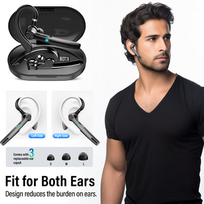 BTOOTOS Bluetooth Headset, Single-Ear Bluetooth Earpiece with ENC Mic with HiFi Stereo Sound, 72 Hours Talking Time Wireless Headset V5.3 with 400mAh Charging Case for iOS Android Cell Phones, Black