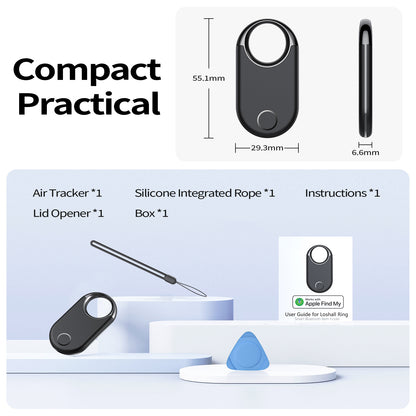 Aptkdoe Air Tracker Tag (iOS Only)-4 Pcs, Smart Item Finder Work with Apple Find My for Luggage, Keys, Bags, Pets, Wallet, Bluetooth Tracker/ Key Finder and Item Locator Smart Tag Replaceable Battery, Black