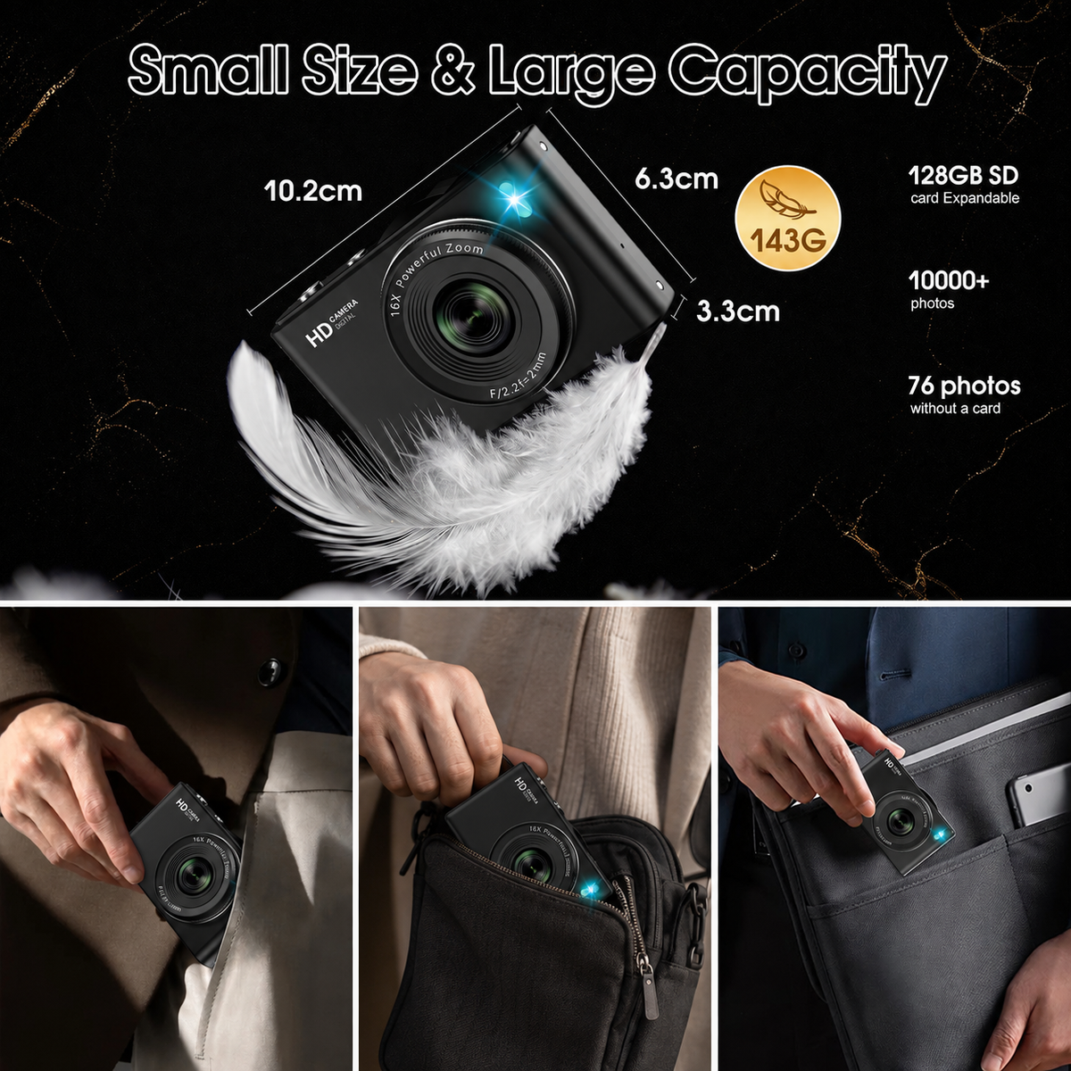 Geryst 4K 64MP Shoot Digital Camera for Kids, Teens, Beginners, Autofocus Point-and-Shoot Camera with 2.4" 180° Flip Screen, 16X Digital Zoom, Anti-Shake, Usb-c Selfie Vlogging Camera for Travel, Gifts