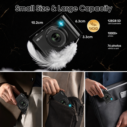 Geryst 4K 64MP Shoot Digital Camera for Kids, Teens, Beginners, Autofocus Point-and-Shoot Camera with 2.4" 180° Flip Screen, 16X Digital Zoom, Anti-Shake, Usb-c Selfie Vlogging Camera for Travel, Gifts