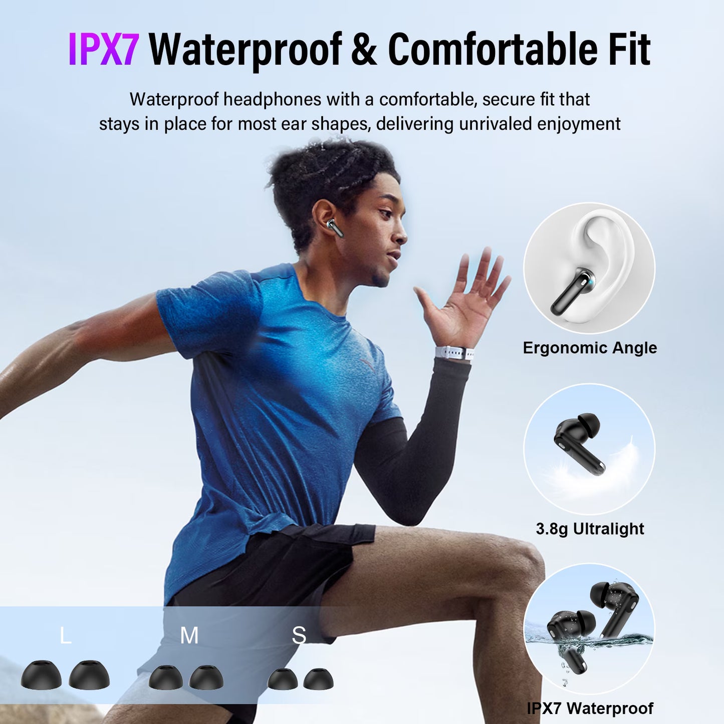 Btootos Touch Screen Wireless Earbuds, Headphones Bluetooth 5.4 Ear Buds with ANC and ENC Clear Calls, 48H Noise Cancelling Earbud, 14.2mm Deep Bass, 5 EQ Modes, IPX7 Waterproof Earphones, for iOS Android