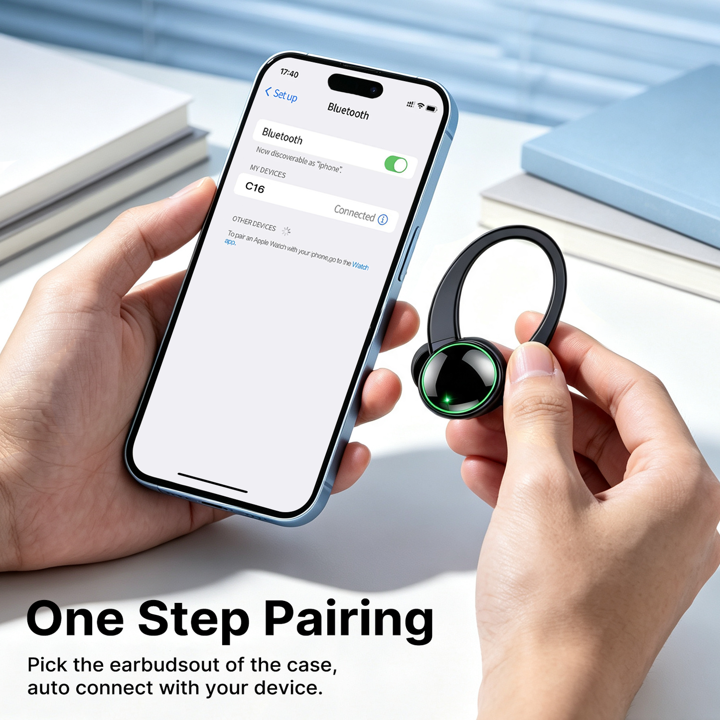 Btootos Wireless Earbuds, Bluetooth 5.4 Sports Headphones, 50H Playback Over Ear Earbuds with ENC Noise Cancelling Mic, Deep Bass Fitness Earphones Gym Running Workout with Earhooks, IP7 Waterproof Headset