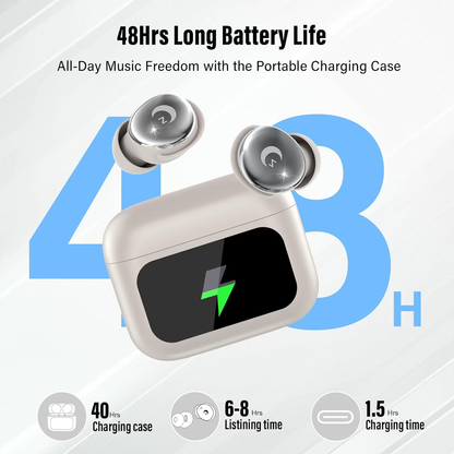 Btootos Sleep Earbuds Bluetooth 5.4 in Ear Smart Touch Screen Headphones, 48H Noise Cancelling Ear Buds with 5 EQ Modes, Mini Wireless Headphones Small Design for Side Sleepers, Clear Calls Earphones, IPX7