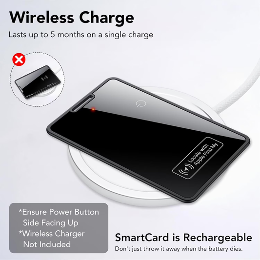 Btootos Air Tracker Tags Card, Wireless Charging Wallet Tracker Card, Smart Bluetooth Tracker Work with Apple Find My (iOS Only), Item Finder Locator for Key, Luggage, Suitcase, Passport