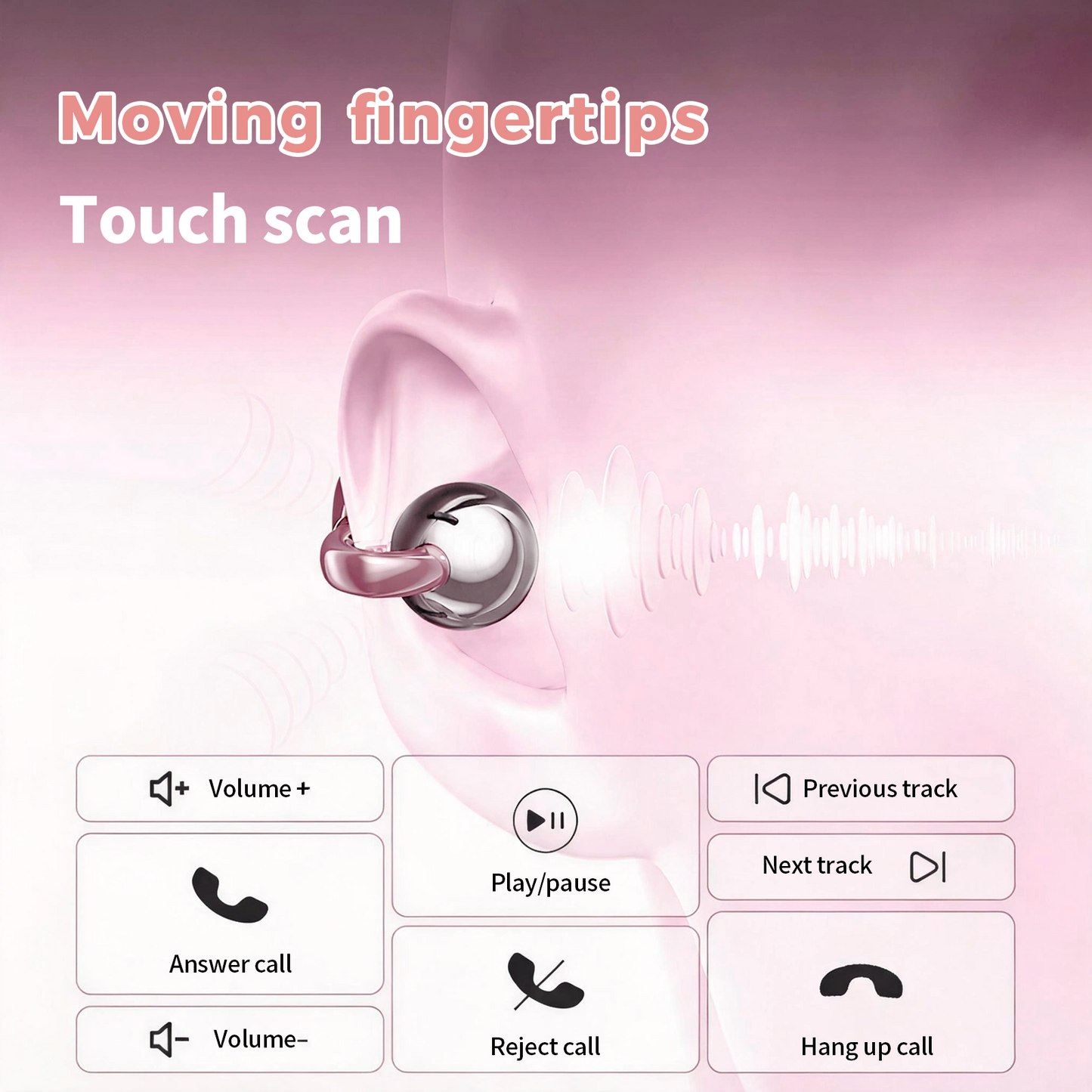 Clip on Earbuds Bluetooth 5.4, Open Ear earbuds Wireless with Mic, Lightweight Comfort, Small-Ear Friendly Bluetooth Earbuds, 60H Sport Ear Buds, IP7 Waterproof Noise Cancelling Headphones, Rose Gold