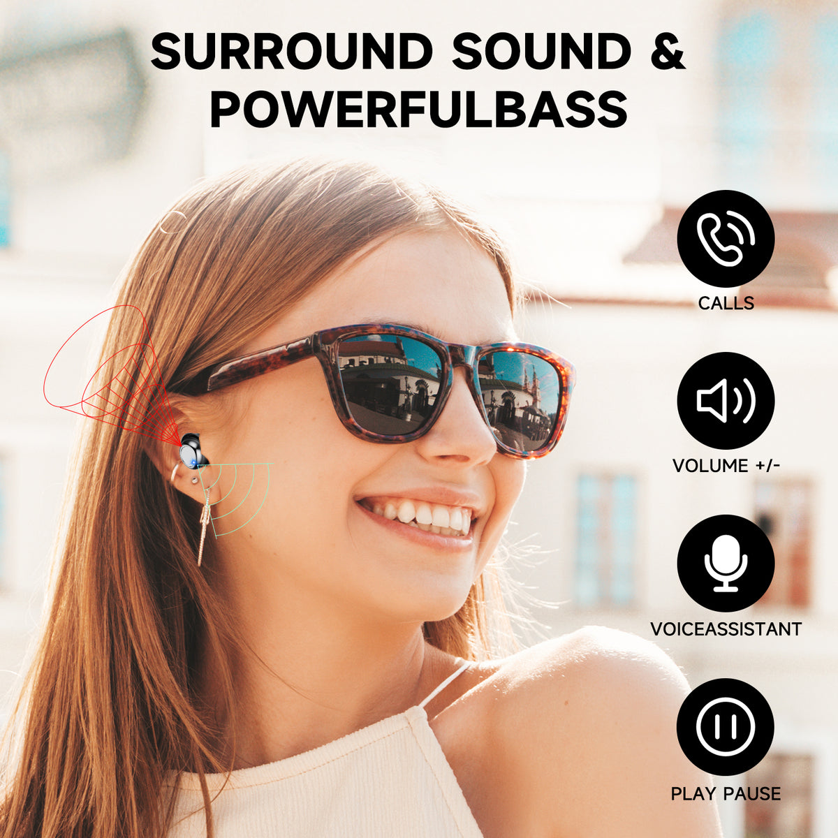 Btootos Sleep Ear Buds, Bluetooth 5.4 Ultra-Mini Sleep Earbuds for Side Sleepers, Hi-Fi Stereo 3D Bass Noise Cancelling Wireless headphones, 53H Playtime with IP7 Waterproof LED Earphones, USB C