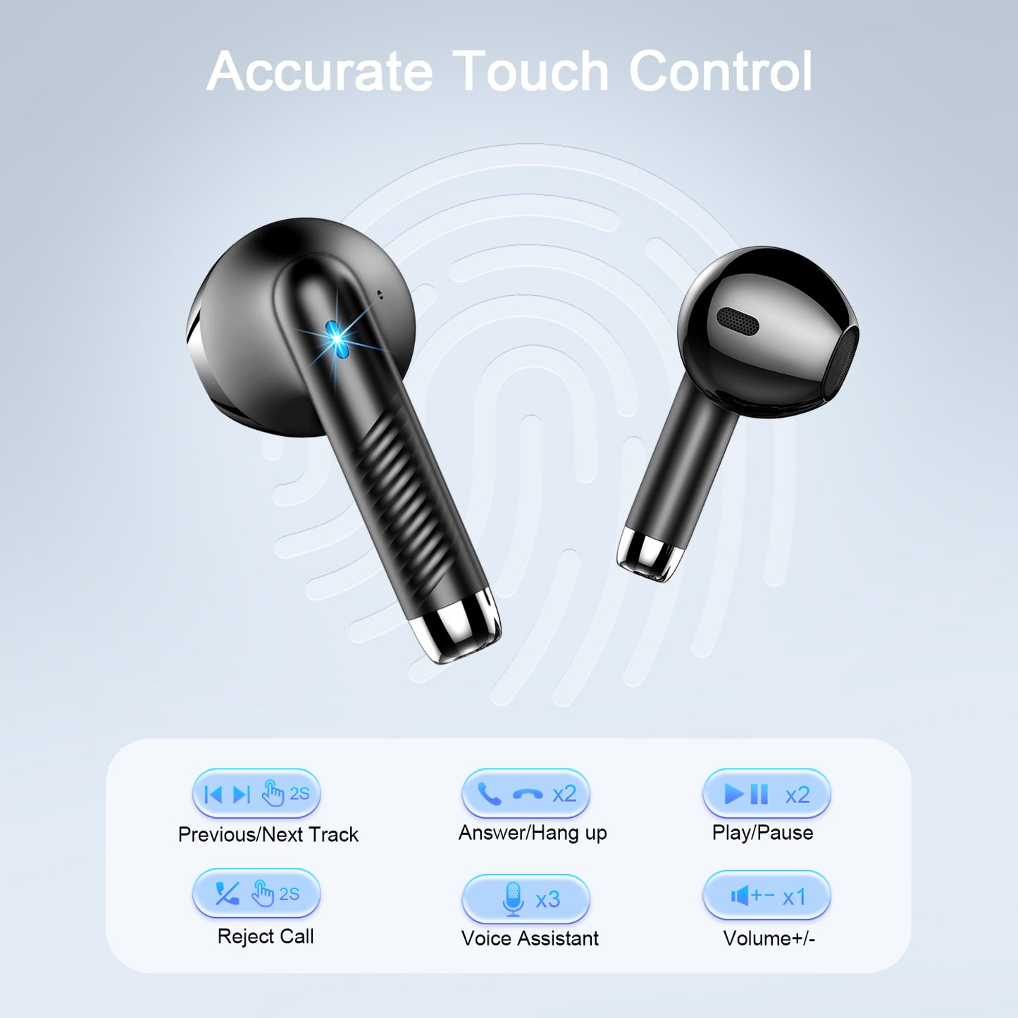 Aptkdoe Wireless Earbuds, Bluetooth 5.4 Earphone Sport, ENC Noise Cancelling Mic, 40H Playtime IPX7 Waterproof Headphone with LED Display for iOS Android Cellphone