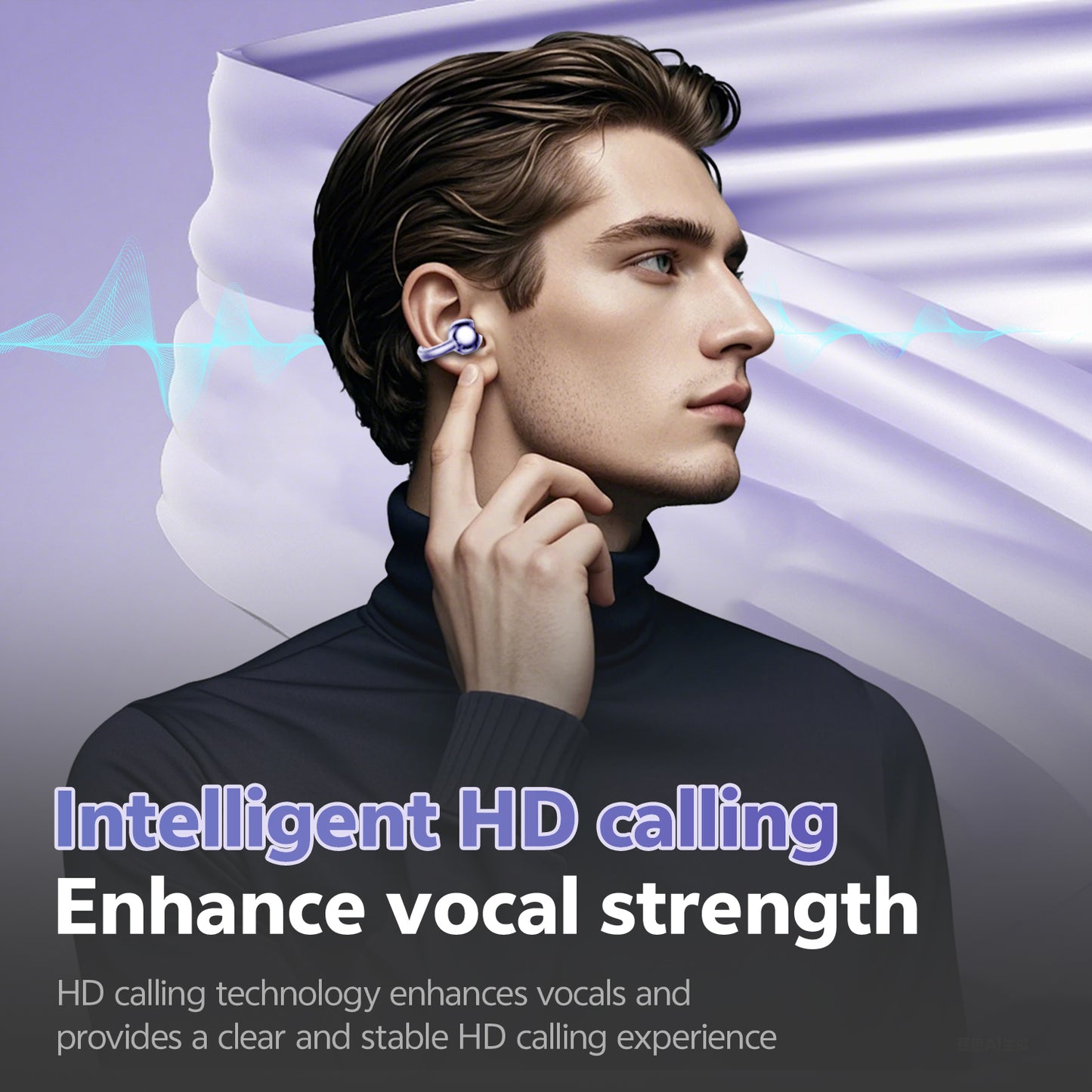 BTOOTOS Clip on Earbuds Bluetooth 5.4, Open Ear earbuds Wireless with Mic, Lightweight Comfort, Small-Ear Friendly Bluetooth Earbuds, 60H Sport Ear Buds, IP7 Waterproof Noise Cancelling Headphones, Purple