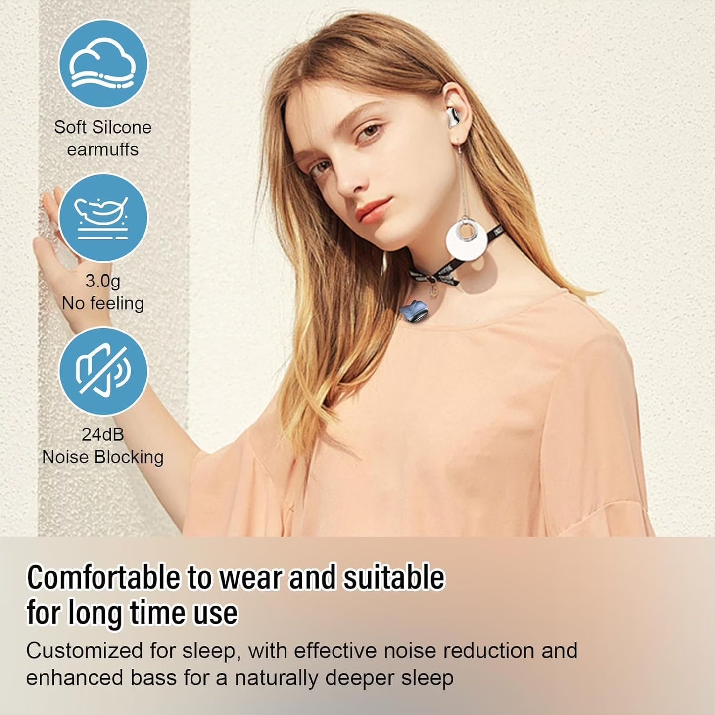 Btootos Sleep Earbuds, Noise Cancelling Wireless Ear buds for Side Sleepers, Bluetooth 5.4 in Ear Light-Weight Mini Headphones, 47H Playtime Clear Calls Earphones for Sleeping, Exercising, Working, Hiking