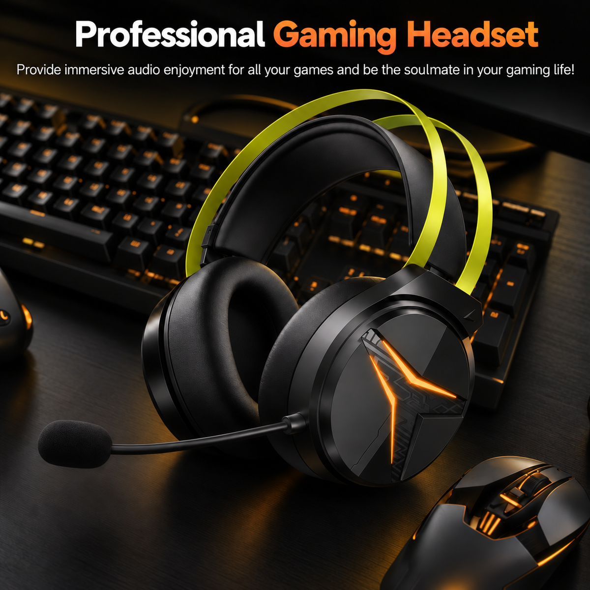 Geryst 2.4GHz Wireless Gaming Headset for PS5/PS4/Switch/PC, Bluetooth Over Ear Gaming Headphones with USB-C Wired Mode, 20ms Low Latency, 50mm Drivers, Noise Cancelling Mic, 40H Battery, green LED Lights