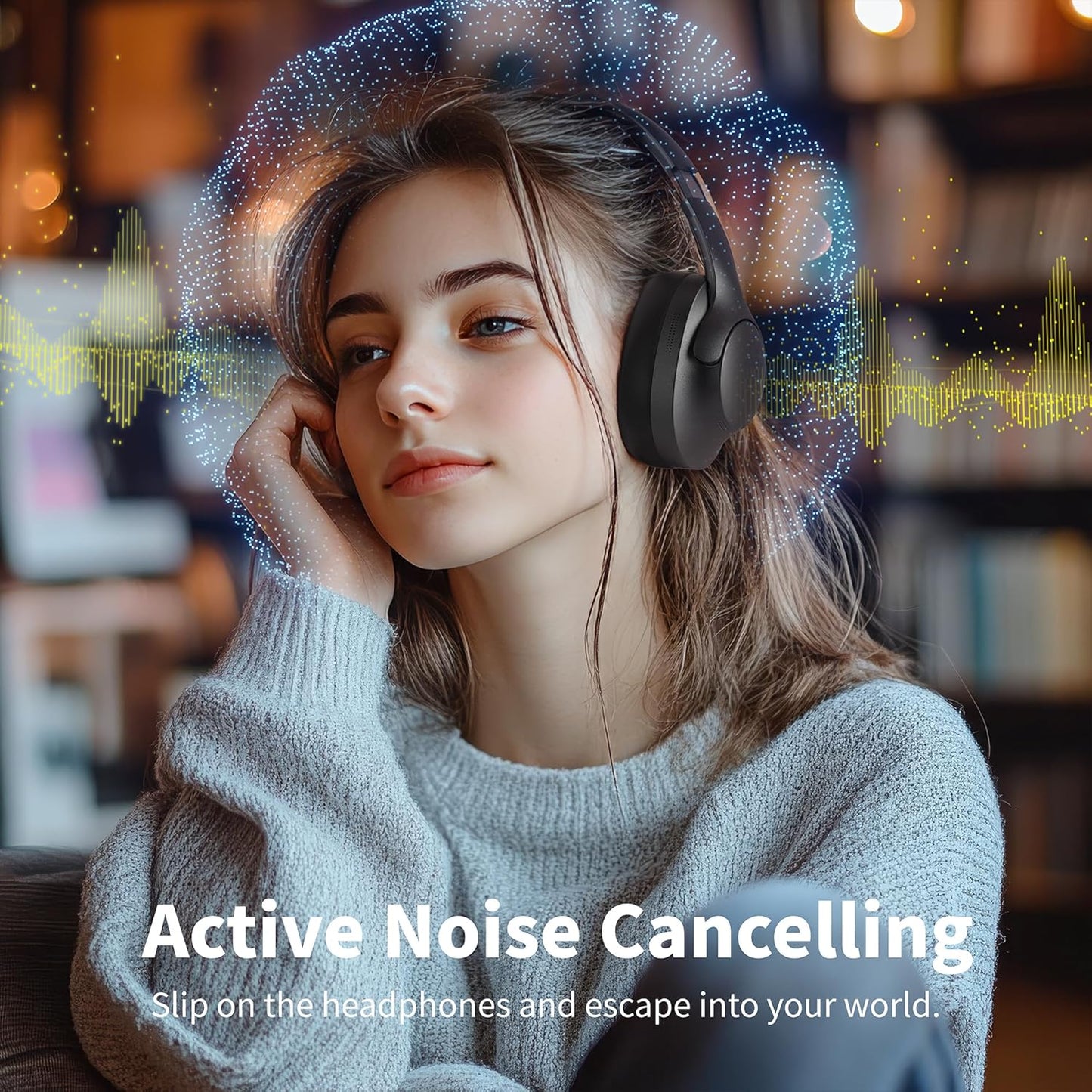 Gaihond Active Noise Cancelling Headphones with Microphone-100H Playtime, Bluetooth Headphones with Deep Stereo Sound, Foldable Comfort, Wireless Headphones