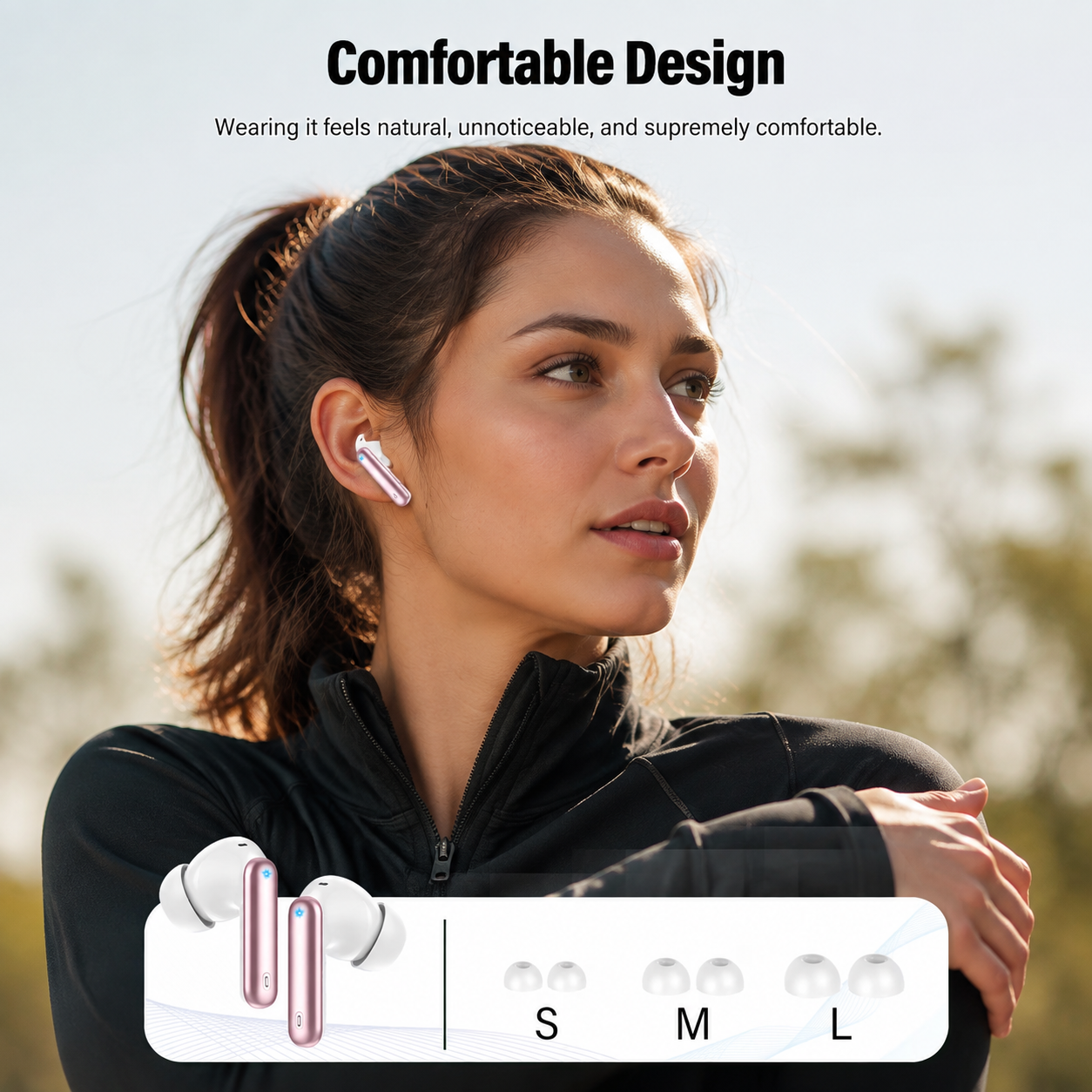 Btootos Wireless Earbuds, Bluetooth 5.4 Headphones Bass Stereo, Ear Buds with Noise Cancelling Mic, LED Display in Ear Earphones Clear Calls, IP7 Waterproof Bluetooth Earbuds for Laptop/Phones, Rose Gold