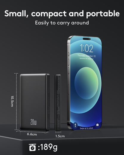 MUGO Magsafe Portable Charger, Magnetic Power Bank for iPhone , Ultra Slim 10000mAh Magnetic Wireless Portable Charger, 20W PD Fast Charging Compatible with iPhone 17/16/15/14/13 Pro Max Pro Plus