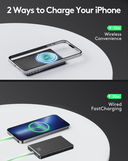 MUGO Magsafe Portable Charger, Magnetic Power Bank for iPhone , Ultra Slim 10000mAh Magnetic Wireless Portable Charger, 20W PD Fast Charging Compatible with iPhone 17/16/15/14/13 Pro Max Pro Plus