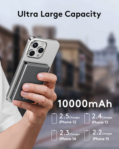 MUGO Magsafe Portable Charger, Magnetic Power Bank for iPhone , Ultra Slim 10000mAh Magnetic Wireless Portable Charger, 20W PD Fast Charging Compatible with iPhone 17/16/15/14/13 Pro Max Pro Plus
