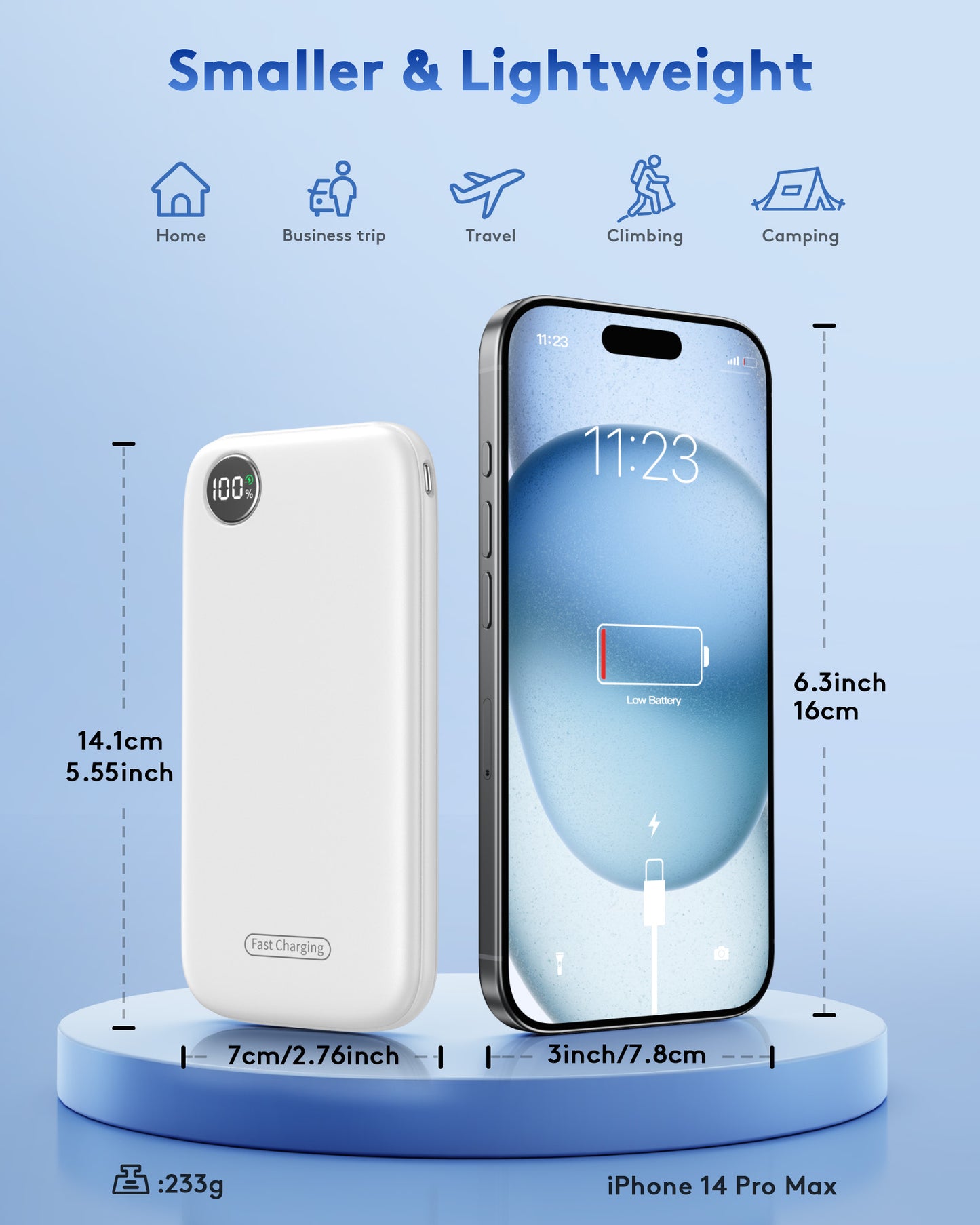 Btootos Fast Charging Power Bank, 10000mah Portable Charger for iPhone, 22.5W USB C in&Out Battery Pack Phone Charger Portable, Slim Powerbank for iPhone 17/16/15 Series, Samsung, Google,Android