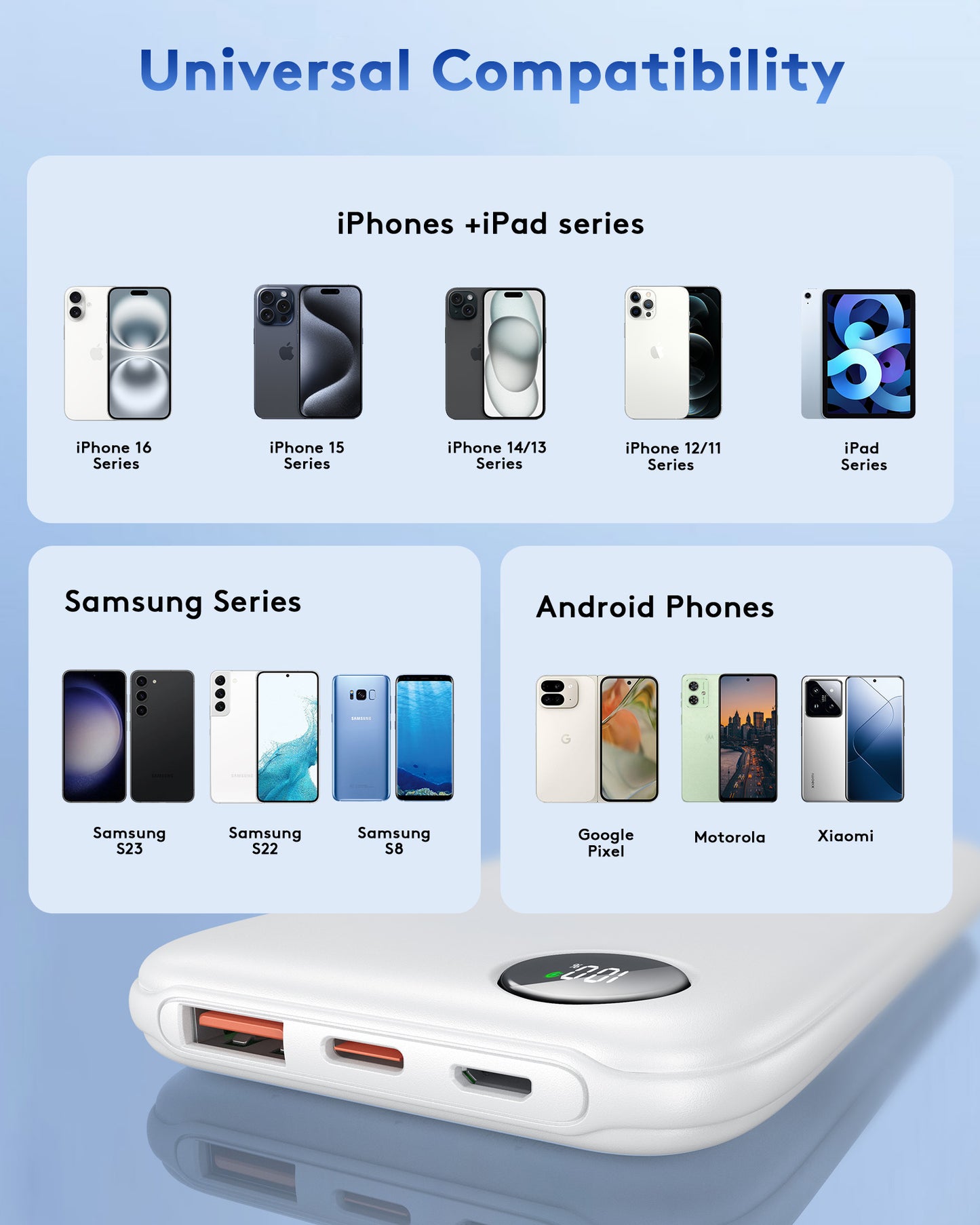 Btootos Fast Charging Power Bank, 10000mah Portable Charger for iPhone, 22.5W USB C in&Out Battery Pack Phone Charger Portable, Slim Powerbank for iPhone 17/16/15 Series, Samsung, Google,Android