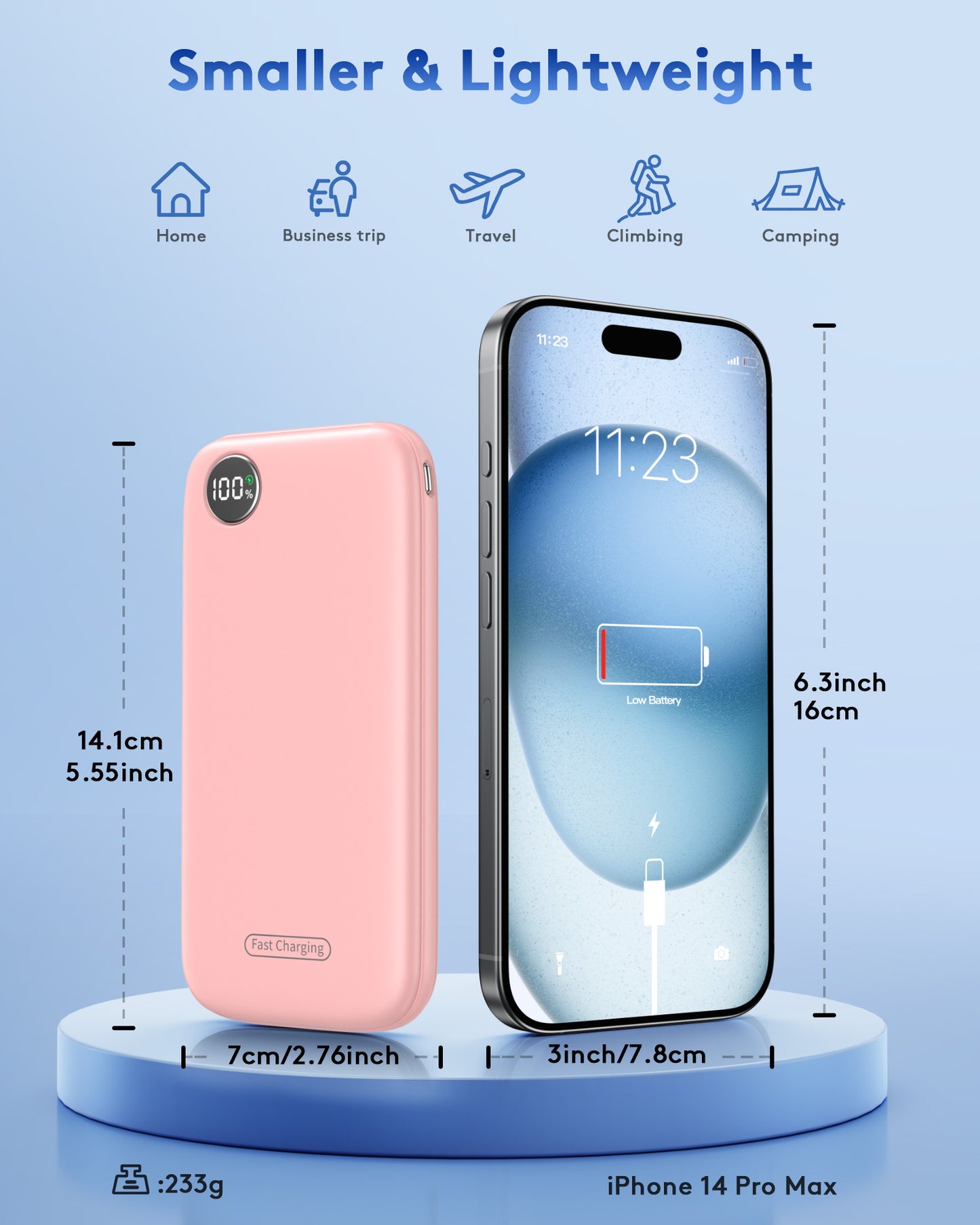 Btootos Fast Charging Power Bank, 10000mah Portable Charger for iPhone, 22.5W USB C in&Out Battery Pack Phone Charger Portable, Slim Powerbank for iPhone 17/16/15 Series, Samsung, Google,Android